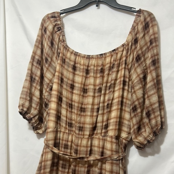 Luxology Tan and Brown Scoop Neck Sundress - Picture 9 of 11